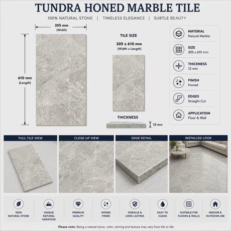 Tundra Gray Marble Tile