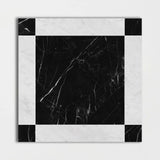 Nero Marquina Carrara White Strip Fitz Marble Tile 650x650x12mm Pattern