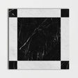 Nero Marquina Carrara White Strip Fitz Marble Tile 650x650x12mm Pattern