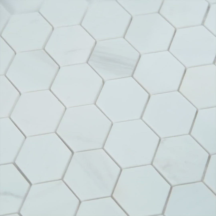 Bianco Dolomite Polished Marble Hexagon Mosaic Tile 48x48x10mm