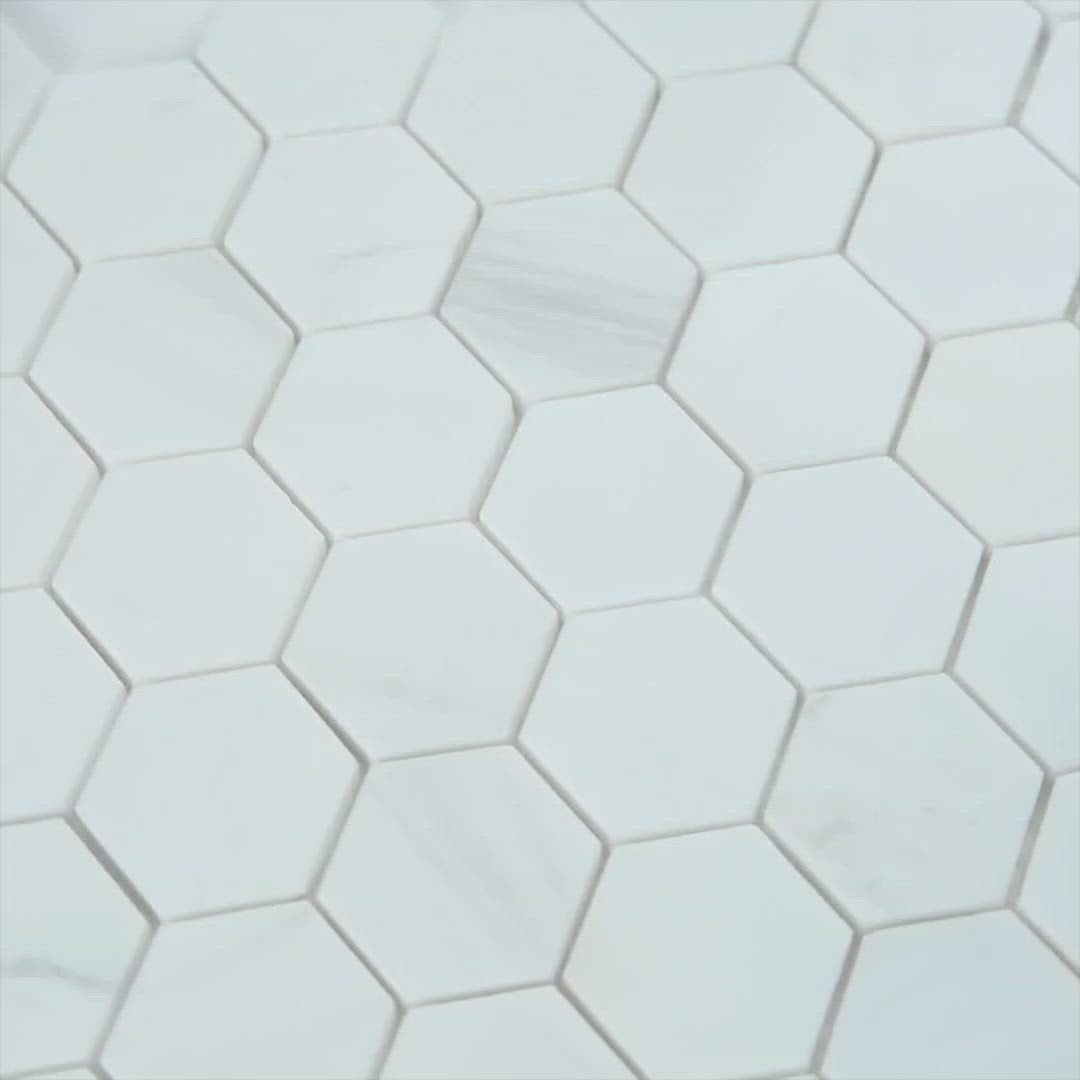 Bianco Dolomite Polished Marble Hexagon Mosaic Tile 48x48x10mm