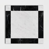 Carrara White Nero Marquina Strip Fitz Marble Tile 650x650x12mm Pattern