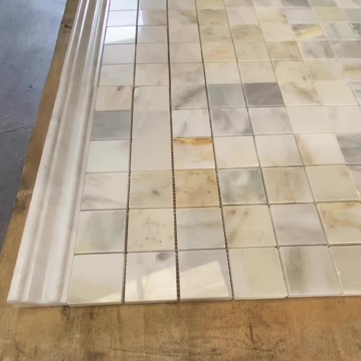 Calacatta Amber Polished Marble Mosaic Metro