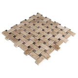 Marble Tiles - Cappuccino Polished Basketweave Marble Mosaic - intmarble