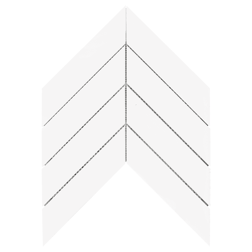 Marble Tiles - Bianco Thassos Polished Chevron Marble Mosaic Waterjet Tiles - intmarble