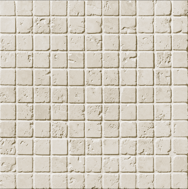 Marble Tiles - Ivory Tumbled Travertine Mosaic 25x25x10mm - intmarble