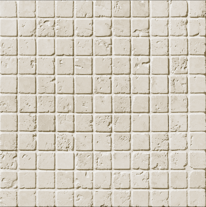 Marble Tiles - Ivory Tumbled Travertine Mosaic 25x25x10mm - intmarble