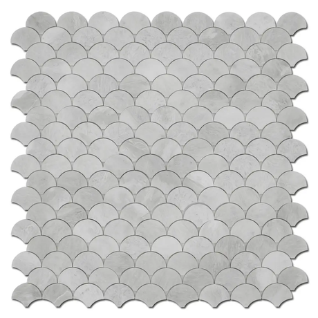 Marble Tiles - Scallop Bianco Onyx Fish Scale Scallop Marble Mosaic - intmarble