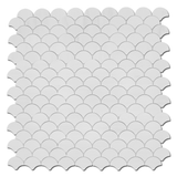 Marble Tiles - Scallop Snow White Fish Scale Scallop Marble Mosaic - intmarble