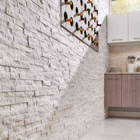 Marble Tiles - Royal Marfil Split Face Ledger Natural Marble Mosaic Tile 25x50x20mm - intmarble