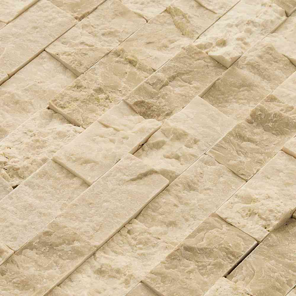 Marble Tiles - Royal Marfil Split Face Ledger Natural Marble Mosaic Tile 25x50x20mm - intmarble