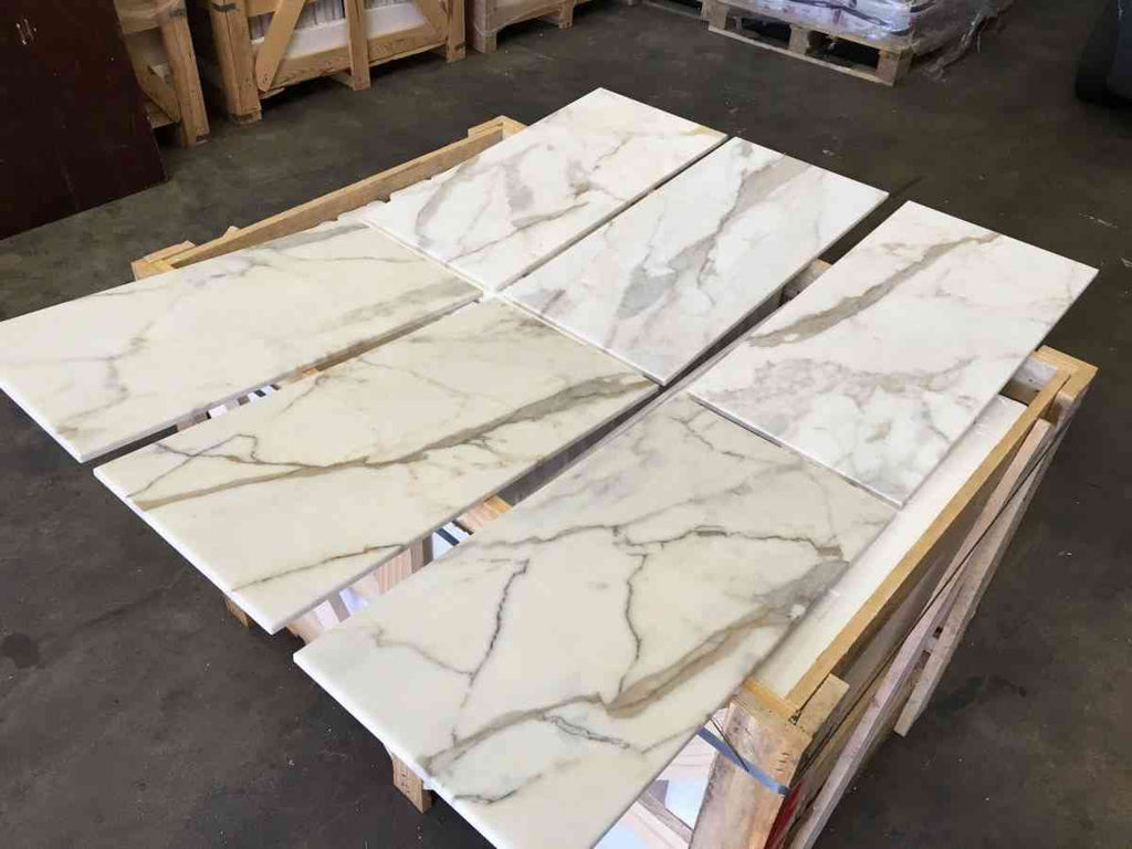 Marble Tiles - Italian Calacatta Gold Honed Marble Tiles 305x610mm - intmarble