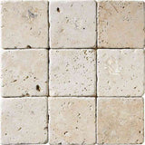 Marble Tiles - Ivory White Tumbled Travertine Tiles 100x100mm - intmarble