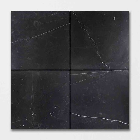Marble Tiles - Black Carrara Polished Marble Tiles 305x305mm - intmarble
