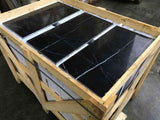 Marble Tiles - Black Carrara Polished Marble Tiles 305x610mm - intmarble
