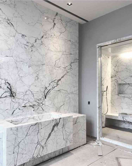 Marble Tiles - Statuario Venato Honed Marble Tiles 305x610x10mm - intmarble