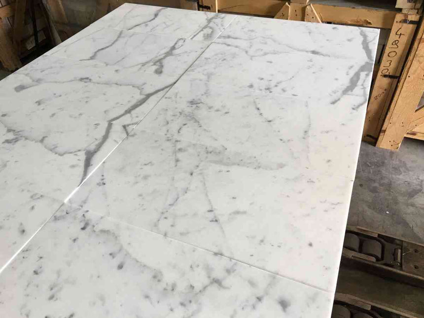 Marble Tiles - Statuario Venato Honed Marble Tiles 305x610x10mm - intmarble