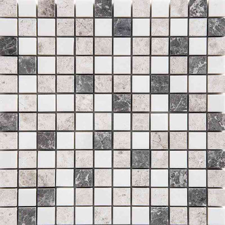 Marble Tiles - Marble Mosaic Milano Polished Mix Marble Mosaic Tiles 25x25x10mm - intmarble