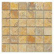 Marble Tiles - Mosaic Gold Tumbled Travertine Mosaic Tiles 48x48x10mm - intmarble