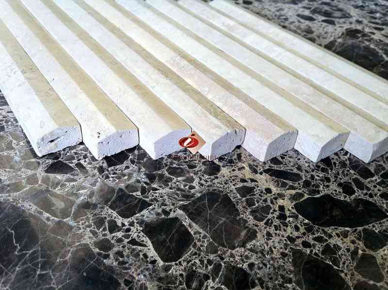 Marble Tiles - Ivory Travertine Polished Bullnose 15x20x230mm - intmarble