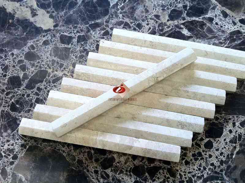 Marble Tiles - Ivory Travertine Polished Bullnose 15x20x230mm - intmarble