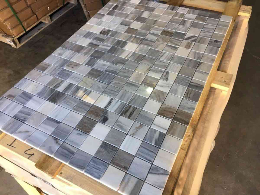 Marble Tiles - Skyfall Polished Marble Mosaic Tiles 48x48x10mm - intmarble
