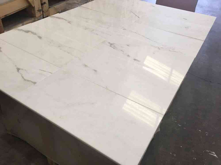 Marble Tiles - Bianco Mumbai Polished Marble Tiles 305x610mm - intmarble