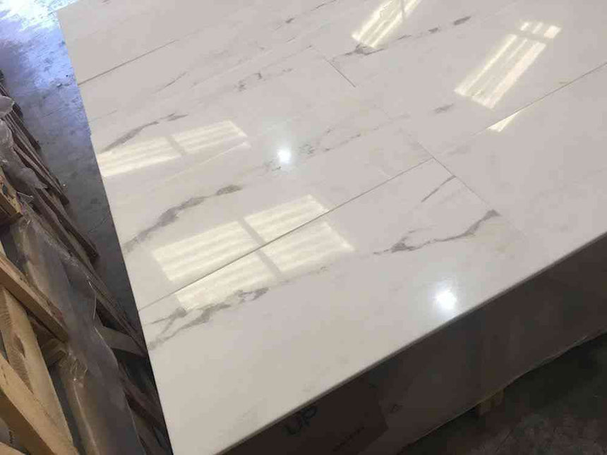 Marble Tiles - Bianco Mumbai Polished Marble Tiles 305x610mm - intmarble