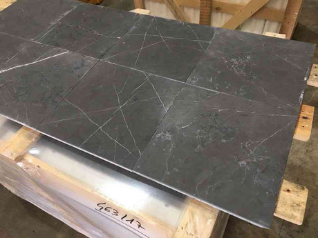 Marble Tiles - Carrara Black Honed Marble Tiles 305x305x10mm - intmarble
