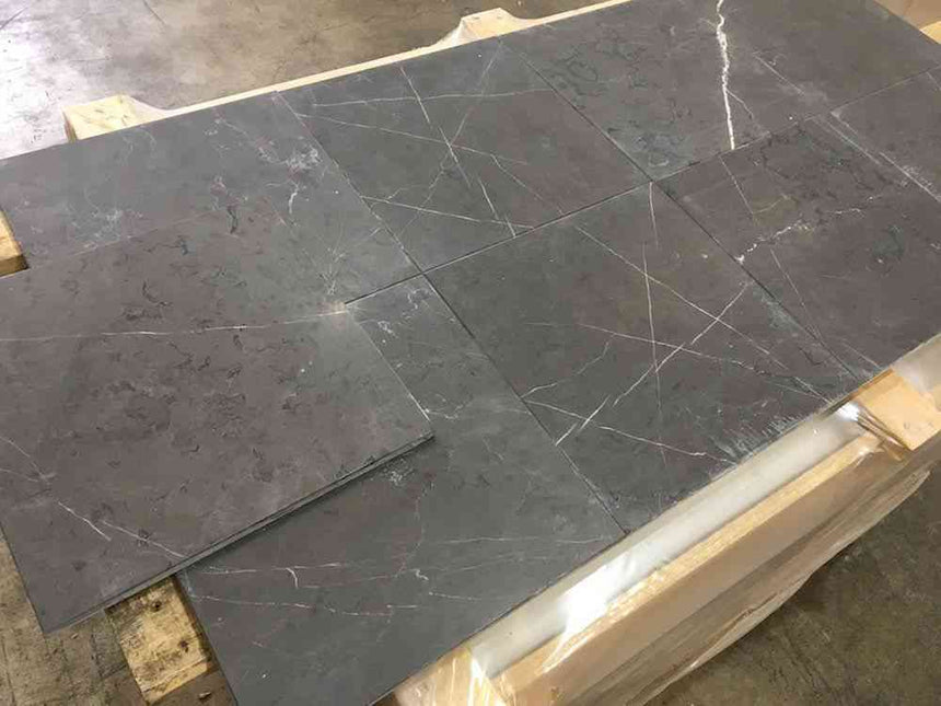 Marble Tiles - Carrara Black Honed Marble Tiles 305x305x10mm - intmarble