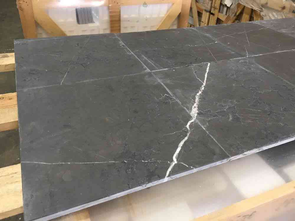 Marble Tiles - Carrara Black Honed Marble Tiles 305x305x10mm - intmarble