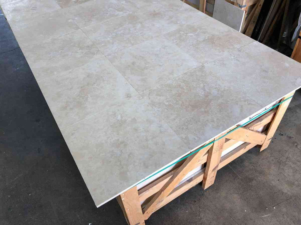 Marble Tiles - Ivory Honed Filled Travertine Tiles 406x406x12mm - intmarble