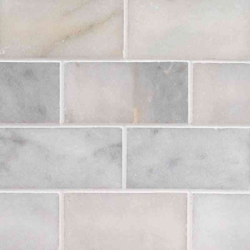 Marble Tiles - Carrara T Honed Subway Marble Tiles 70x140x10mm - intmarble