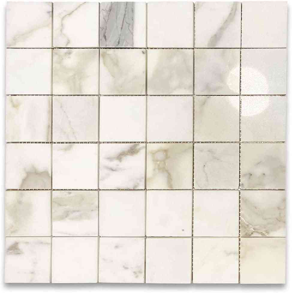 Marble Tiles - Calacatta Gold Marble Mosaic Tiles 50x50x10mm - intmarble
