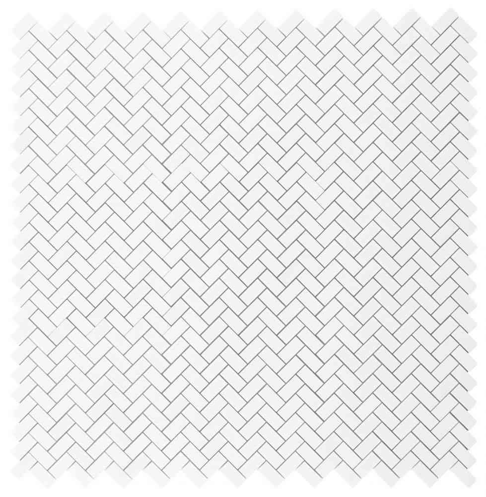 Marble Tiles - Bianco Thassos Herringbone Polished Marble Mosaic Tiles - intmarble