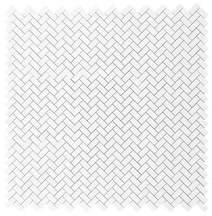 Marble Tiles - Bianco Thassos Herringbone Polished Marble Mosaic Tiles - intmarble