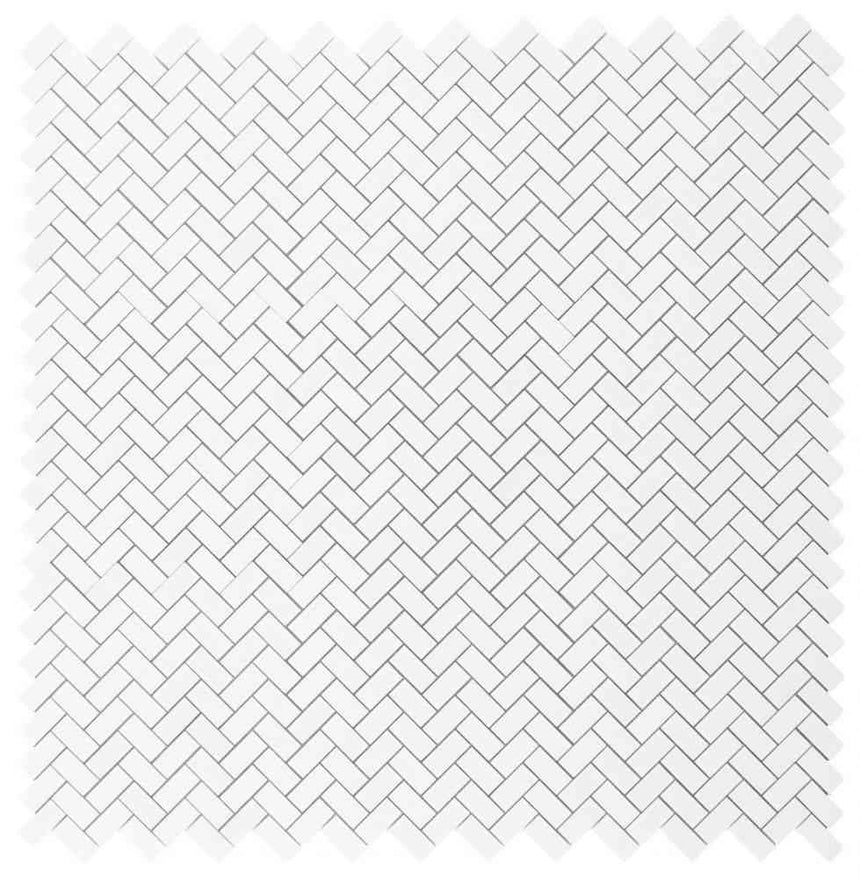 Marble Tiles - Bianco Thassos Herringbone Polished Marble Mosaic Tiles - intmarble