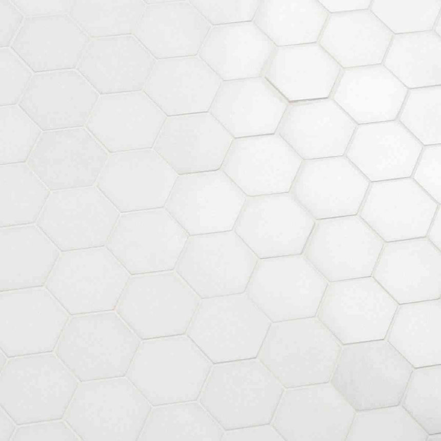 Marble Tiles - Bianco Thassos Polished Hexagon Marble Mosaic Tiles - intmarble