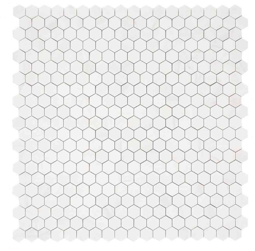 Marble Tiles - Bianco Thassos Polished Hexagon Marble Mosaic Tiles - intmarble