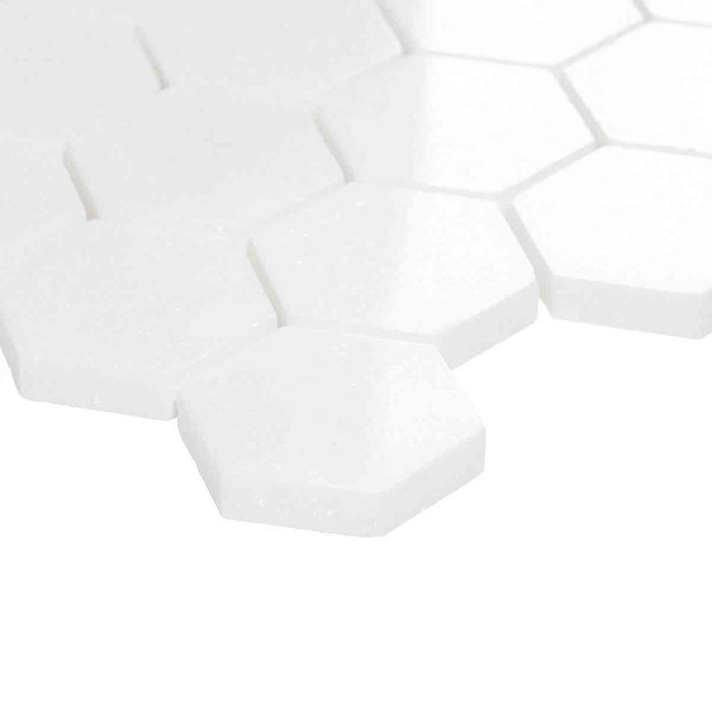 Marble Tiles - Bianco Thassos Honed Hexagon Marble Mosaic Tiles - intmarble