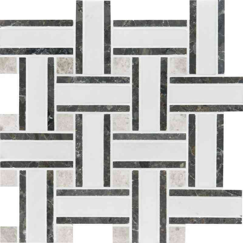 Marble Tiles - Bianco Thassos Polished Lattice Marble Mosaic Tiles - intmarble
