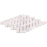 Marble Tiles - White Carrara Polished Herringbone Marble Mosaic Tile - intmarble