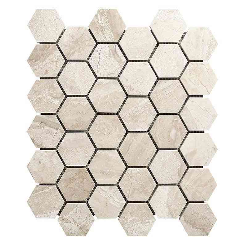 Marble Tiles - Royal Honed Hexagon Marble Mosaic Tiles 48x48x10mm - intmarble