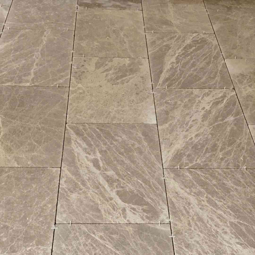 Marble Tiles - Emperador Cottage Tumbled Marble Tiles 406x610x12mm - intmarble