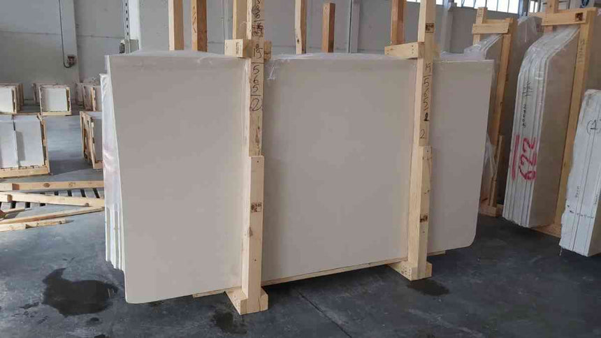 Marble Tiles - Snow White Limestone Slab - intmarble