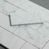 Marble Tiles - Carrara White Italian Polished Marble Subway Tiles, 70x140x10mm - intmarble