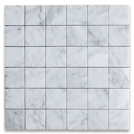 Marble Tiles - Carrara Square Marble Mosaic Tile 50X50MM - intmarble