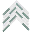 Marble Tiles - Bianco Sivec Verde Green Marble Herringbone Marble Mosaic Tiles - intmarble