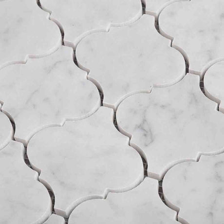 Marble Tiles - Carrara Polished Arabesque Marble Mosaic Tiles Floor Wall Decor - intmarble