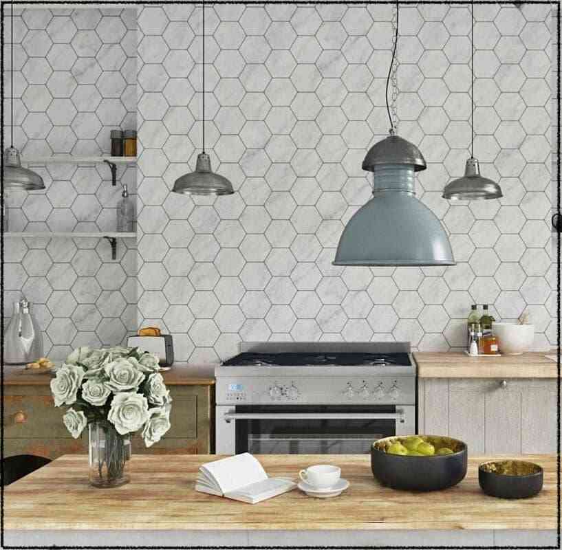 Marble Tiles - White Carrara Hexagon Marble Mosaic Tiles 76x76mm - intmarble